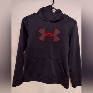 Youth large loose under armor pullover hoodie with kangaroo pocket. Like new